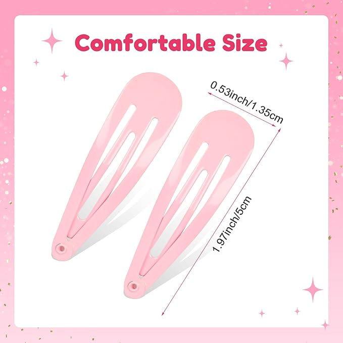 2 Inch Light Pink Hair Clips Barrettes Metal Snap Clips for Women Durable Water Drop Ideal Hair Accessories for Hairdressing Wedding and Everyday Use 20 pcs