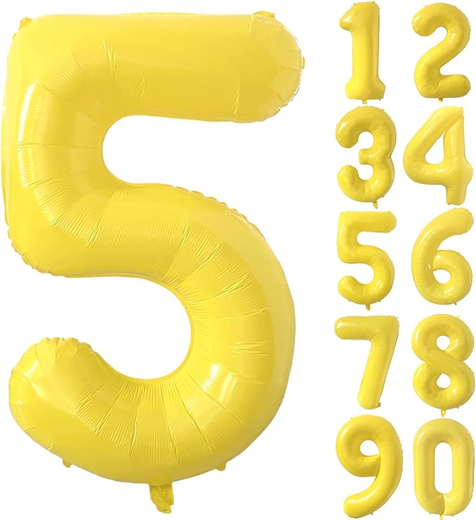 40 inch Yellow Number Balloon Giant Foil Helium Balloons Number 5 Balloon by Yeodong