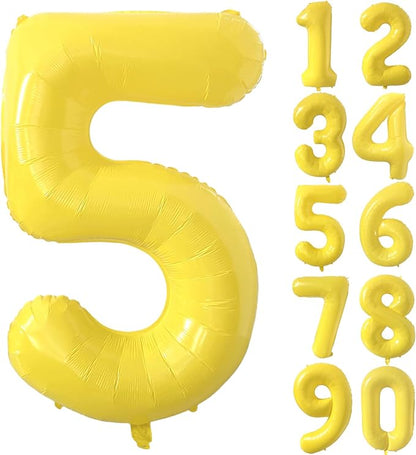 40 inch Yellow Number Balloon Giant Foil Helium Balloons Number 5 Balloon by Yeodong