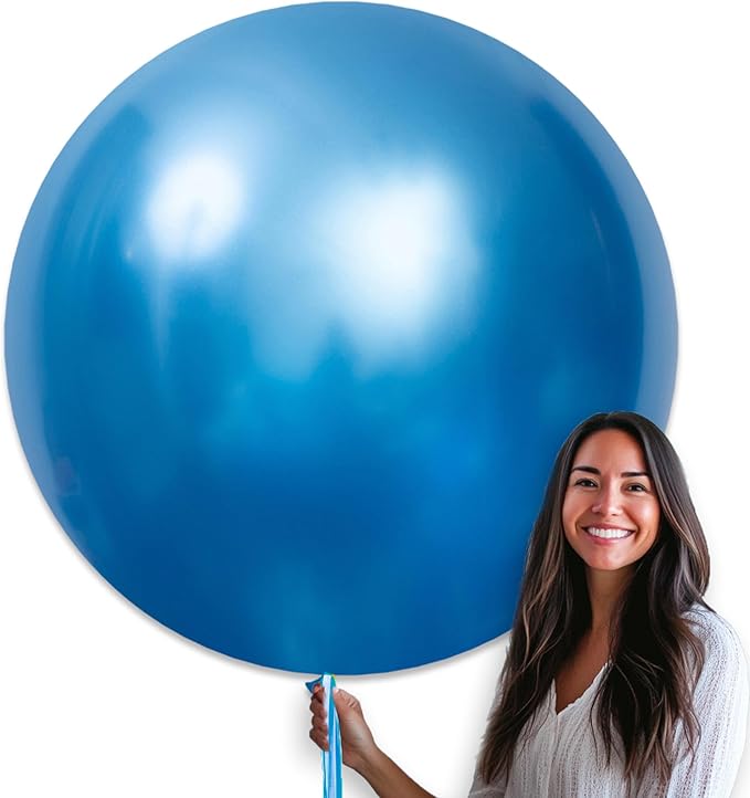 PartyWoo Metallic Blue Balloons 4pcs Chrome Blue Color 36 Inch | Balloons by PartyWoo