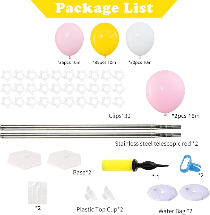 2 Sets Macaron Pink Lemon Yellow White Balloon Column Kit - Image 4