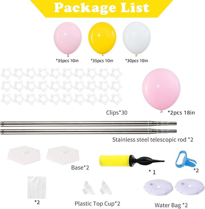 2 Sets Macaron Pink Lemon Yellow White Balloon Column Kit - Image 4