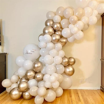 Champagne Gold and White Balloons, Neutral Ivory White Gold Balloons - Image 7