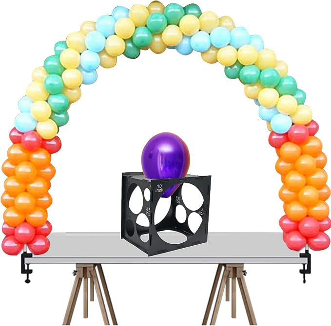 Worown 11 Holes Collapsible Black Plastic Balloon Sizer Box, Balloons Sizer Cube - Image 5