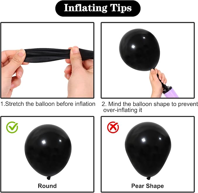 APLANET 150pcs Black Balloons Different Sizes 18 12 10 5 Inch, Latex Balloons - Image 4