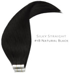 Lacer Real Human Hair Tape in Extensions - 12 Inch Natural Black Invisible Tape in Human Hair Extensions, Seamless Double Skin Weft 50g 20pcs