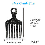 14MX Long-Tooth Comb/Afro Hair Lift Combs for Women's Curls and Men's Beards - Hand-Made, Hand-Crafted Beauty for Effortless Styling (black, 2 PACK)