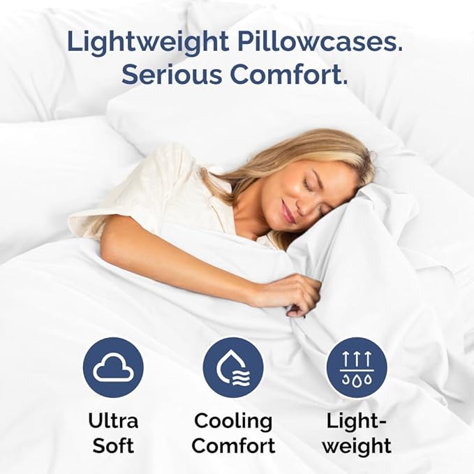 King Pillow Cases Set of 6 - Ultra Soft Hotel Quality Pillowcase Covers - Comfy & Wrinkle Free - Shrink, Stain and Fade Resistant - Easy-Care, Machine Washable Pillow Protectors - 6 Piece Set - White
