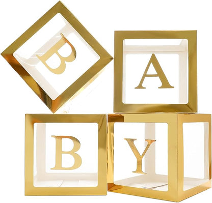 Gold Baby Boxes with Letters for Baby Shower, Baby Shower Decorations for Boys by Keencopper