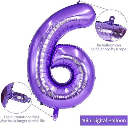 TONIFUL 40 Inch Purple Large Numbers Balloon 0-9 Birthday Party Decor, Foil - Image 2