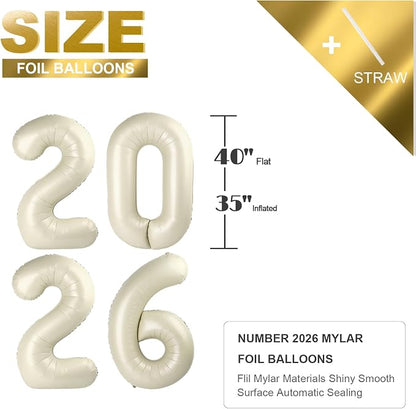 Large Number Balloons 40 Inch Cream 2026 Balloon - Image 5