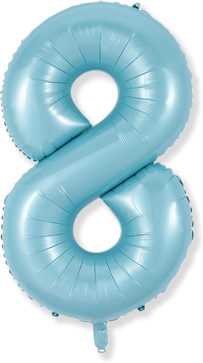 8th Birthday Number Balloons for Kids, 40 Inch Foil Number 8 Balloons Baby by Isndare