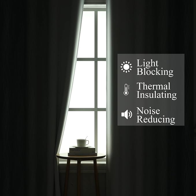 Stone Blue and Greyish White Blackout Curtains 54 Inch Length, Light Blocking - Image 3
