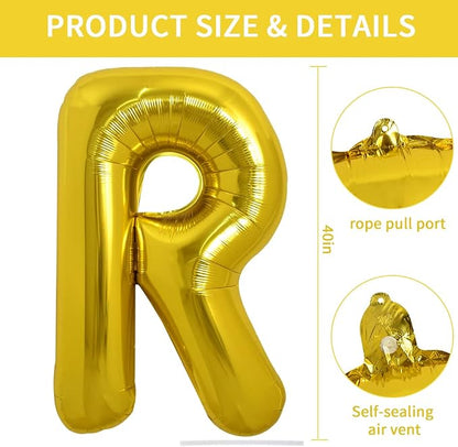 TONIFUL 40 Inch Large Gold Letter R Foil Balloons Alphabet Balloons | Giant - Image 2
