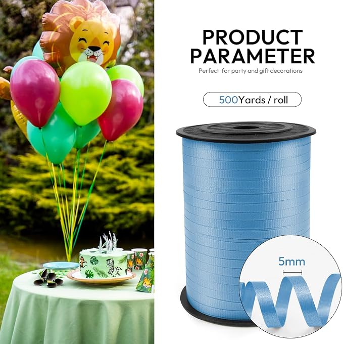 500 Yards Curling Ribbon with Spool, 1/5" Wide Crimped Texture Curling Ribbons - Image 2