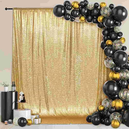 PartyDelight Gold Sequin Backdrop 6x6ft Sparkly Photo Curtain | 4 Inch Rod - Image 8