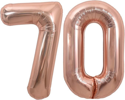 TONIFUL 40 Inch Large Rose Gold Number 70 Balloons Giant Digital 70 Helium by TONIFUL