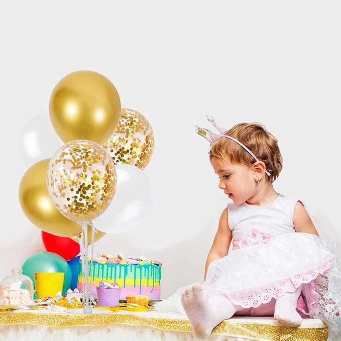 TONIFUL 4 Set White Gold Balloon Stand Balloon Centerpiece - Image 5