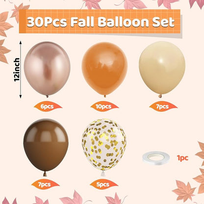 Fall Balloons for Autumn Birthday Wedding Party Decorations | 12-inch brown - Image 2
