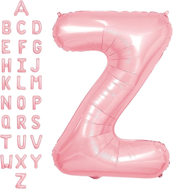 SUWEN 40 Inch Pink Large Z Letter Balloons Big Foil Helium A-Z | Jumbo Mylar by SUWEN
