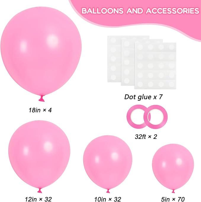 RUBFAC 135pcs Pink Balloons Different Sizes 18 12 10 5 Inches - Image 2