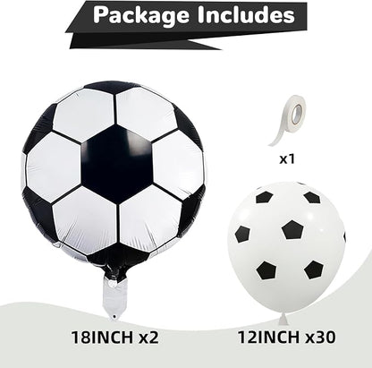 HILAVO Soccer Balloons 18 Inch Black and White Soccer Ball Foil Balloons Print - Image 2