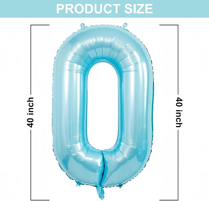 40 Inch Light Blue Number 0 Balloon | Suitable - Image 2