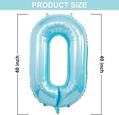 40 Inch Light Blue Number 0 Balloon | Suitable - Image 2