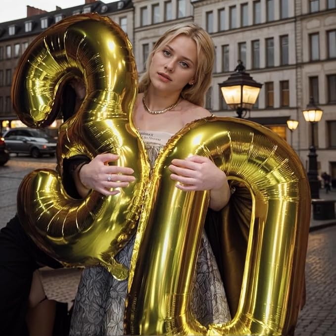 40 inch Gold Number Balloon Giant Foil Helium Balloons Gold Number 0 Balloon - Image 6