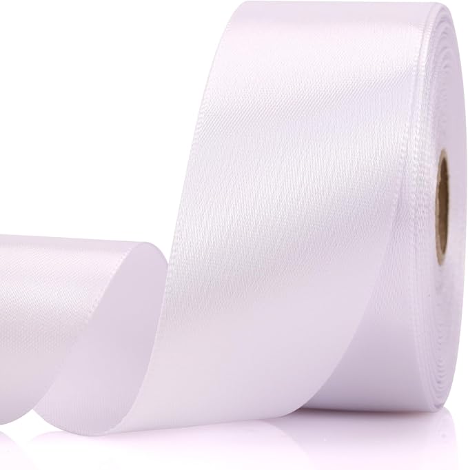 1-1/2 Inch 30 Yards White Solid Satin Ribbon by Unknown