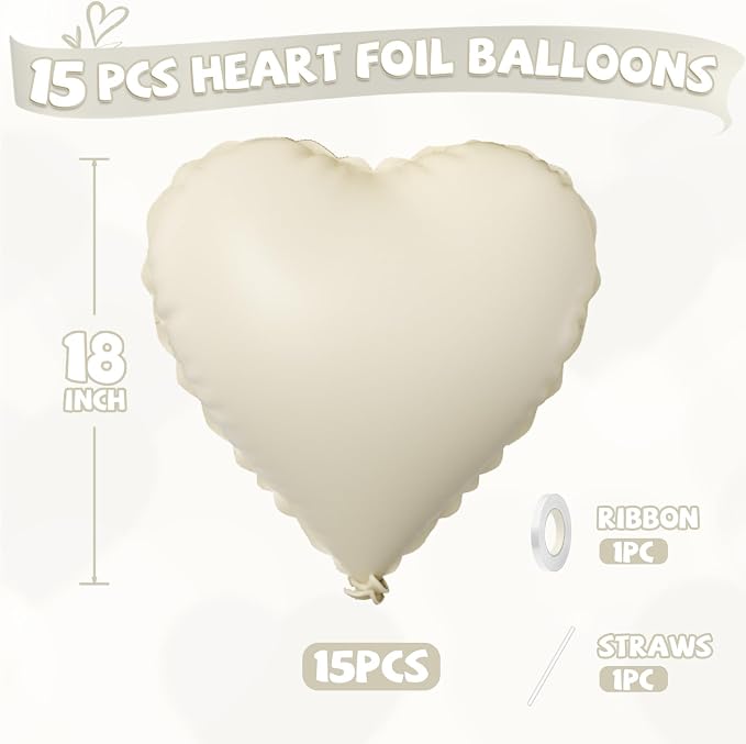 Cream Heart Balloons, Retro Apricot Helium Balloon - Image 2