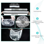 Disposable Shower Caps 100 Pcs - Multi-Purpose Thickening Elastic Bath Cap Plastic Waterproof Clear Shower Caps Bath Shower Hair Caps Women Spa,Home Use, Hotel and Hair Salon, Portable Travel(18.1")