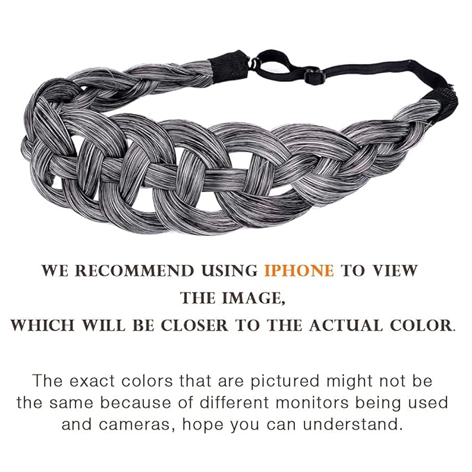 DIGUAN Hollow out Synthetic Hair Braided Headband Hairpiece Women Girl Beauty accessory for Women (Dark Gray)