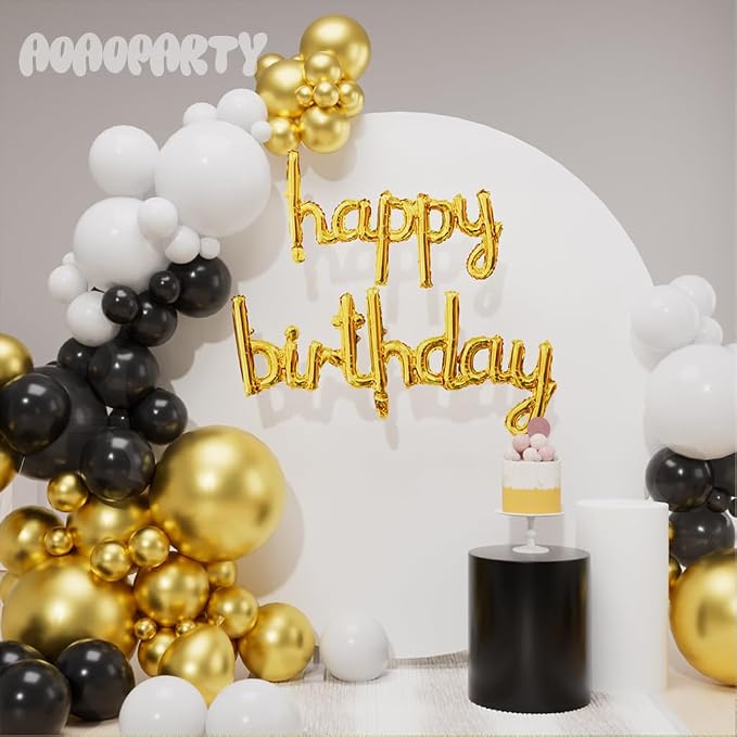 Gold Happy Birthday Balloons Banner 16 Inch Mylar Foil | Happy Birthday Letters - Image 3