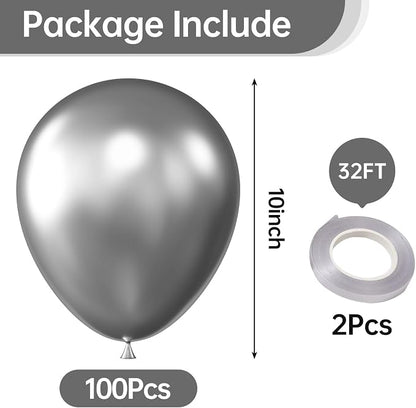 10 Inch Metallic Silver Balloons - Image 2