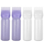 ELANE 4 Pack Root Comb Applicator Bottle,Oil Comb Applicator for Hair Dye Shampoos Hair Salons (2 purple + 2 white)