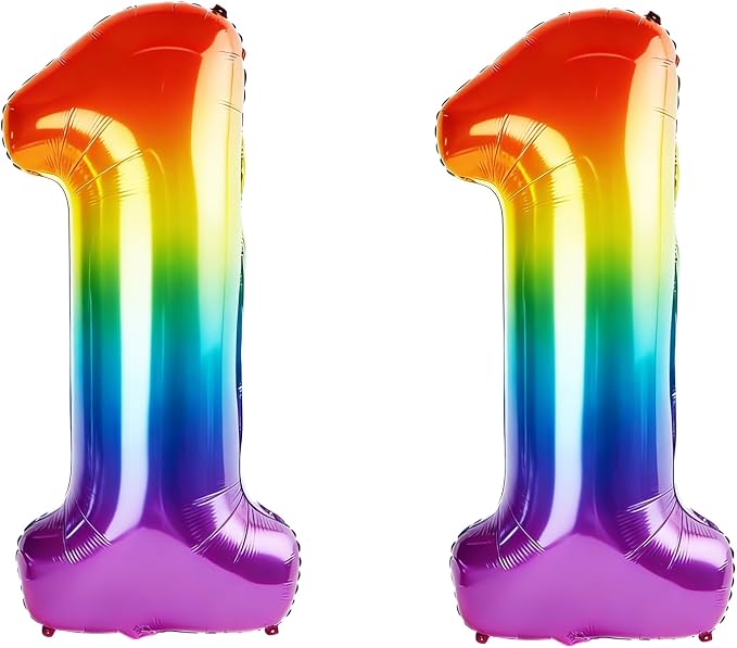 40 Inch Number 11 Balloons for 11th Birthday Party Decorations, 0-100 Rainbow by FOBELEC