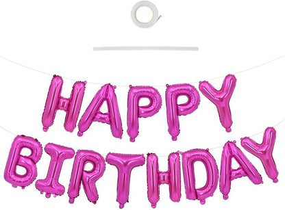 TONIFUL Hot Pink Happy Birthday Balloons Banner, 16 Inch Mylar Foil Letters by TONIFUL