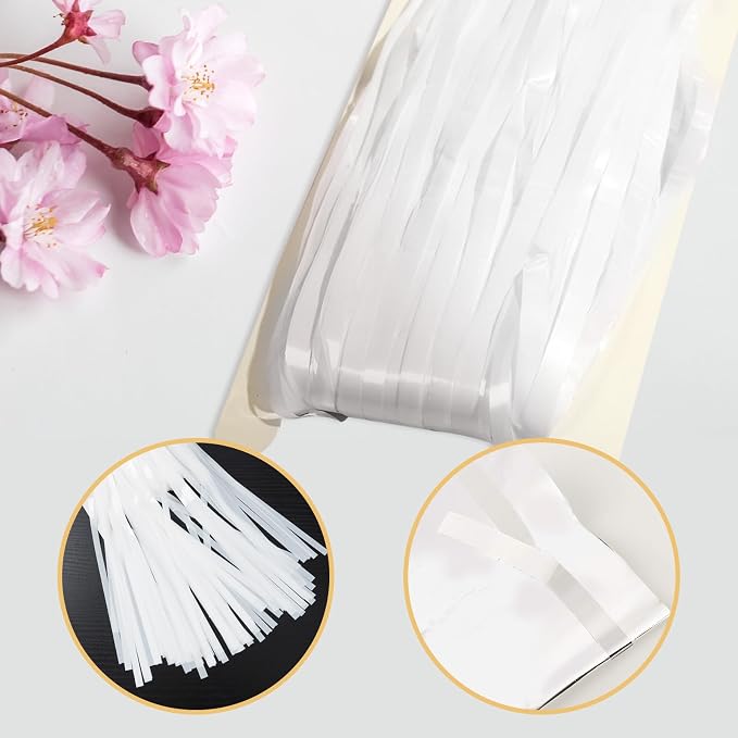 10 Pack White Foil Curtain Backdrop 3.2ft x 9.8ft Black Metallic Tinsel Foil - Image 4