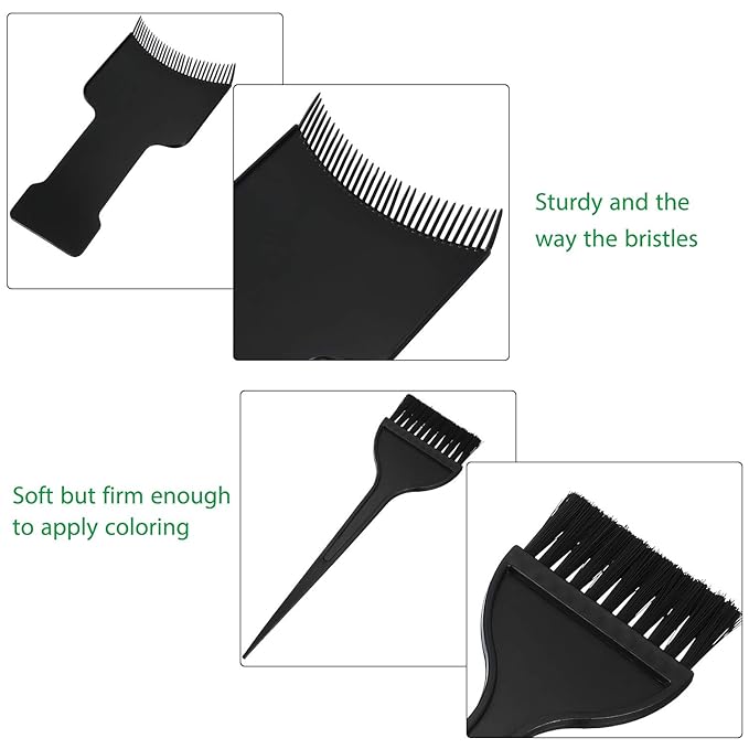 Mudder 4 Pcs Balayage Highlighting Board and Brush Kit 1 Hair Dye Brush and 3 Balayage Highlighting Board with Teeth Black Hair Dye Comb for Women Hairstylist Accessories