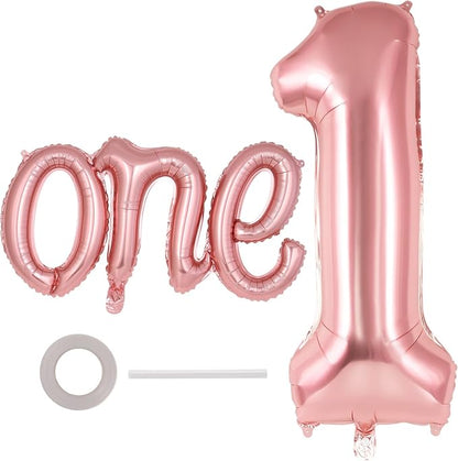 2 Pcs One Balloon Set, 40 Inch Number 1 Balloon and 41 Inch Script Letter One by AIQINHU
