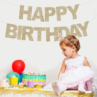 BEISHIDA Pre-Strung Champagne Happy Birthday Banner Party Sign Decoration | - Image 6