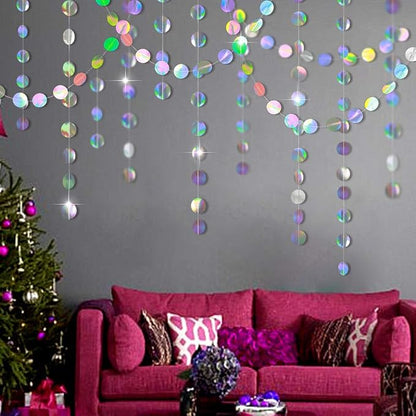 Cheerland Iridescent Party Decorations Holographic Circle Garlands Disco Theme - Image 6