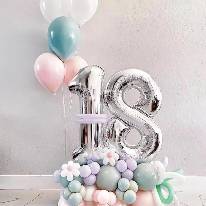 40 inch Silver Number Balloon Giant Foil Helium Balloons Silver Number 1 Balloon - Image 5