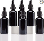 YIZHAO Black Glass Dropper Bottle 2oz, Tincture Bottles with Glass Dropper, for Essential Oils, Aromatherapy, Cosmetic, Laboratory, Pharmacy, Liquids, Travel –6 Pcs