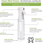 VIGOR PATH Continuous Spray Bottle for Hair – Fine Mist Mister for Hairstyling, Cleaning, Plants, Pets, Barbers, Salons, and Essential Oil Applications (300ml/10 oz) Clear 2 Pack
