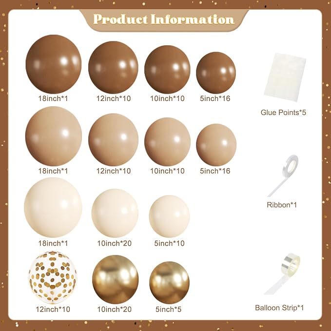 Brown Balloon Arch Kit for Birthday Party Decorations | 140Pcs Neutral Nude - Image 5