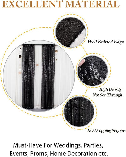 ShinyBeauty Black Sequin Backdrop Curtains 2 Panels Sequin Bakdrop 4x8FT - Image 4
