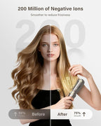 Cordless Hair Straightener Brush, 2 in 1 Curling & Straightening Brush with 200 Million Negative Ions, Mini Travel Hot Straightener Comb for Women, Fast Heating & Dual Voltage