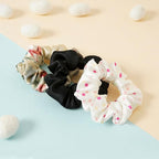 19Momme Silk Scrunchie Thick Hair Ties for Curly Hair, No Slip Hair Bands for Women, Vintage Satin Hair Accessories (Black,Eternal Aura,Polka dot)